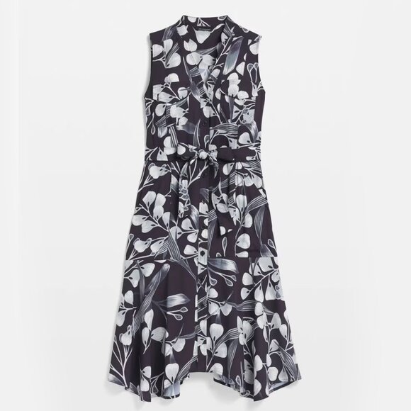 WHBM $170 WITH POCKETS Utility Belted Midi Shirtdress 10 - Picture 6 of 7